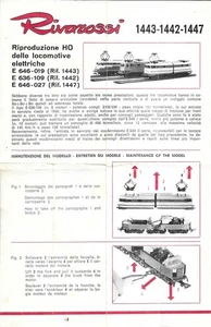 Rivarossi Lokomotiven E646-E636 Wartung 1443-1442-1447 - 1965 Züge - Bild 1 von 1