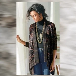 Soft Surroundings Cardigan Sweater Womens S Wool Cotton Boho Tribal Southwestern - Picture 1 of 13