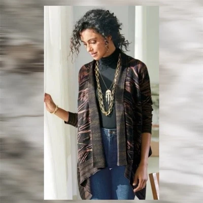 Cárdigan Suéter Soft Surroundings Para Mujer S Lana Algodón Boho Tribal Suroeste Foto 1 de 4