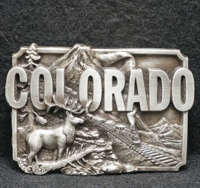 WF11102 INCREÍBLE HEBILLA DE CINTURÓN DE PELTRE CONMEMORATIVA DEL ESTADO 1983 **COLORADO** DE COLECCIÓN Foto 1 de 2
