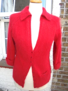 Monsoon Cherry Red Angora Fluffy Cardigan size 14 Excellent Condition - Picture 1 of 7