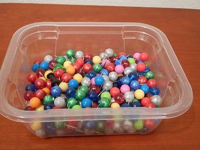 Lot of Round Pushpins Tacks Colorful Bubbles Estate Sale Find Organization Bulle - Image 1 of 4