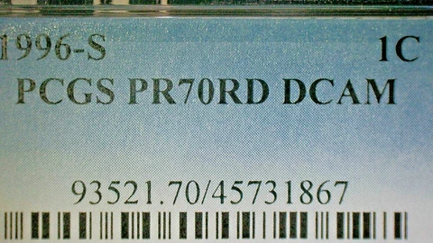 UNITED STATES--1996-S PCGS PR70RD DCAM MEMORIAL PENNY KM#201 Cover