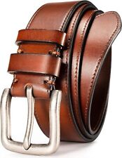 WOLFANT Full Grain Leather Casual Belt for Jeans,100% Italian Real Solid Leather