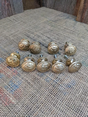 9 gold tone drawer knobs Vintage Newell gold tone hardware dresser drawer knobs Cover
