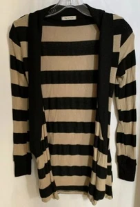 Boutique Tea n Rose Cardigan Long Sleeve Lightweight Pockets Brown Striped XS - Picture 1 of 4