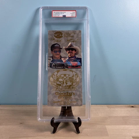 1995 NASCAR Charlotte Goody's Pole Night Richard Petty Signed Pass Ticket - PSA Cover