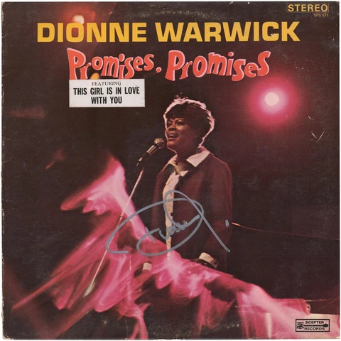 Dionne Warwick Autographed Promises, Promises Album BAS Cover