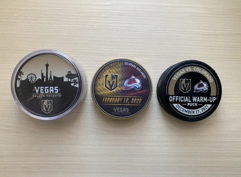 Vegas Golden Knights VGK Jack Eichel Pucks - 2/16/22 February 16 Eichel Debut Cover