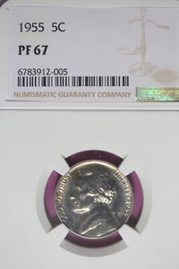1955 NGC PF67 JEFFERSON NICKEL #B44915 - Picture 1 of 2