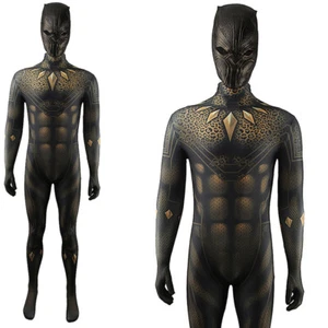 Black Panther Jumpsuit Killmonger Superhero Cosplay Costume Suit Halloween Props - Picture 1 of 16