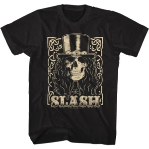 Camiseta SLASH Calavera Crema Sombrero Negro Manga Corta 100% Algodón-- ¡ENVÍO GRATUITO! - Imagen 1 de 4