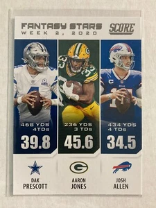 2021 Score Fantasy Stars #FS2 Dak Prescott / Aaron Jones / Josh Allen SL@MJ3 - Picture 1 of 2