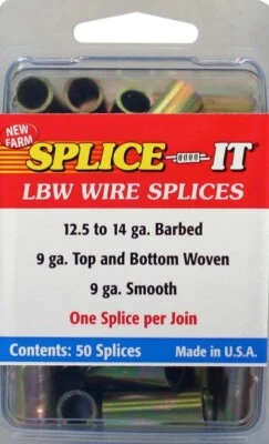 NEW FARM PRODUCTS New Farm LBW5 PACK OF (50) Barbed Wire Fence Splice-IT Stainless Steel 6636195