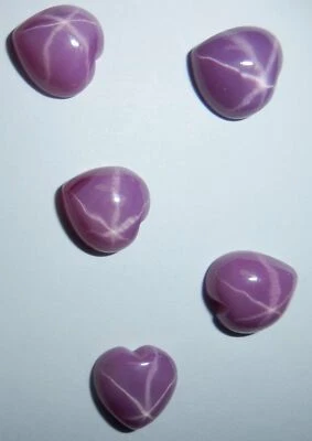 Opaque Star Ruby Heart 10x10 mm Cabochon 6 Rayed Lab-created 8 pieces Lot - Image 1 of 4