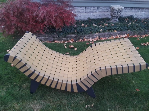 1948 CHAISE LOUNGE  BY"KLAUS GRABE"BLACK WITH NYLON WEBBING IN GREAT CONDITION Cover