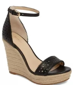 Sandali con zeppa espadrillas Botkier Jamie in pelle nera. Tg 10. Nuovo con scatola! - Foto 1 di 14
