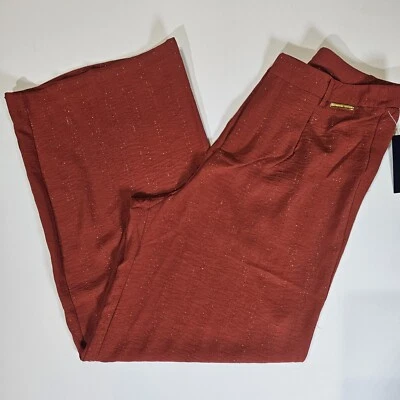 Pantalones Adrienne Vittadini para mujer talla mediana pierna ancha naranja brillante fiesta de otoño Foto 1 de 4