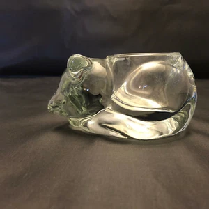 Clear Indiana Glass Cat Votive Holder Used - Picture 1 of 5