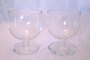 VINTAGE OLD LARGE HEAVY LEAD CRYSTAL RUMMERS WINE BEER ALE GLASS OCTAGON BASE - Picture 1 of 6