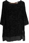 Cotton Traders black velvet patterned tunic dress and underslip size 16 Vgc