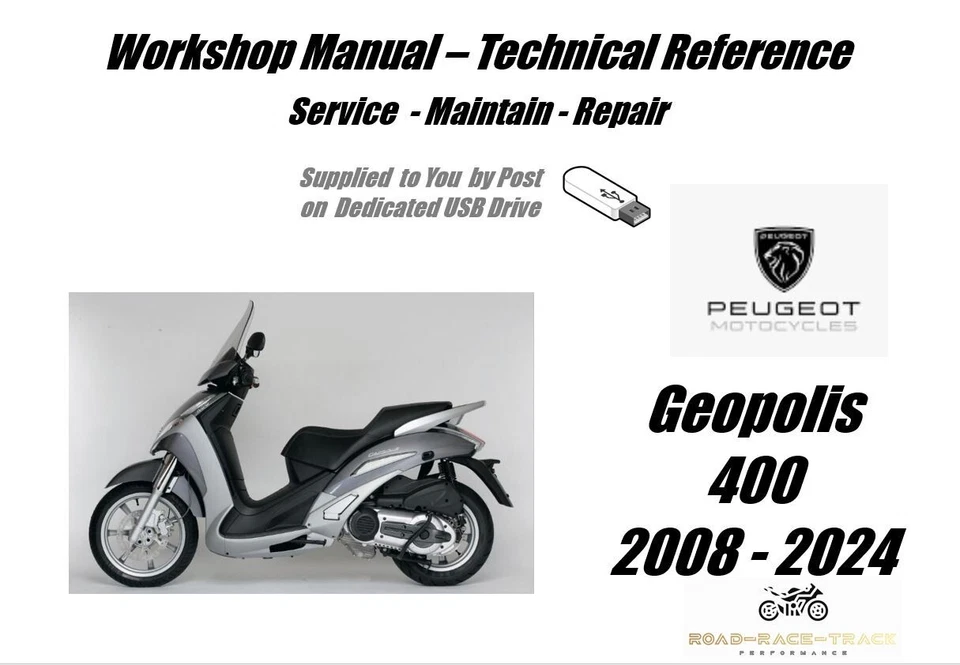 Peugeot Geopolis 400 Scooter Service Repair Workshop Manual USB 2008 - 2024 - Image 1 of 4