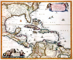 Reproduction carte ancienne - Amérique Centrale, Caraïbes vers 1685 (Caribbean) - Imagen 1 de 2