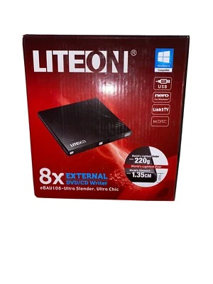 LITEON 8X External Slim DVD-Rom Drive, Plug & Play, USB Powered - Image 1 of 4