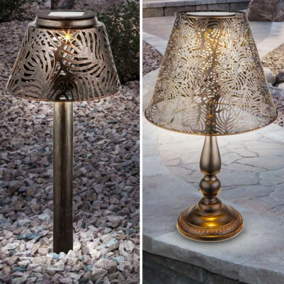 LED Außen Solar Lampen Garten Steh Leuchten Erdspieß Spot Beleuchtung kupfer - Bild 1 von 4