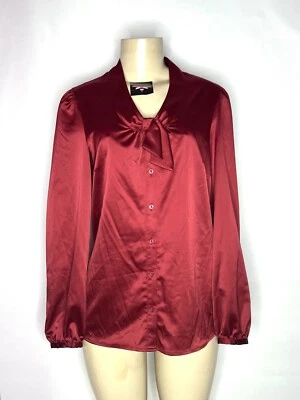 BLUSA SATINADA MANGA LARGA BORGOÑA 5ª MARCA ESTE TALLA MED Foto 1 de 3