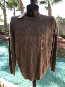 Dockers Mens Speckled Striped Knit Sweater Beige Brown XL NWT - Picture 1 of 7
