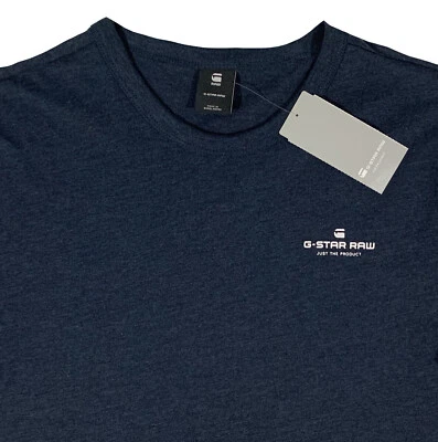 Men's G-STAR / G RAW Dark Heather Blue Crew Neck T-Shirt Tee Shirt M Medium NWT - Image 1 of 4