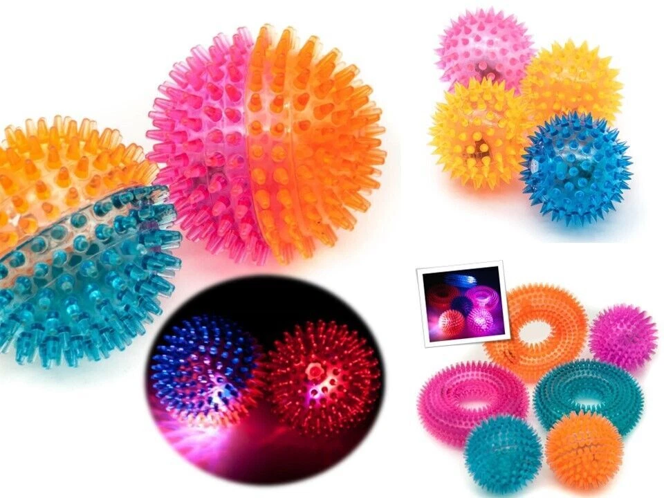 PET TOUCH 6cm 10cm Flashing LIGHT UP Ball SQUEAKY Ball Spiky Bouncy Kids Dog Balls Pet Toy