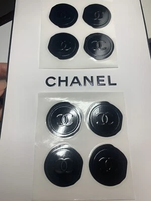 Lot of 8 Chanel Authentic Wax Stickers Seals Gift Wrap CC LOGO Boutique BLACK