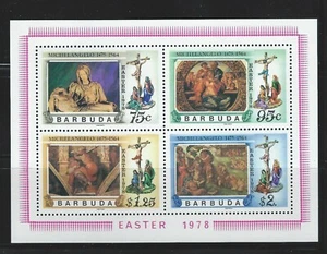 BARBUDA Sc 328-331 a Works by Michelangelo, Holy Family, Libyan Sibyl, The Flood - Picture 1 of 8