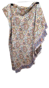 Vintage Potter Barn Outlet Round Tablecloth Floral Print Cotton Multicolor Paisl - Picture 1 of 9