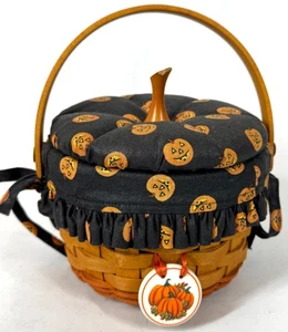 1997 Longaberger Baskets Handwoven Round Pumpkin Gourd Fall Mini Basket w/ Liner - Picture 1 of 10