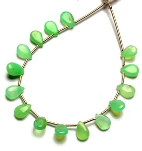 Natural Chrysoprase Gemstone 8x6 mm Size Smooth Pear Shape Beads 5" Strand - Picture 1 of 5