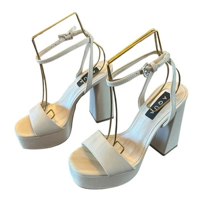 Tacones de plataforma con correa de tobillo de cuero Aqua Cher sexy modernos en la parte superior NUEVO talla 6 Foto 1 de 4