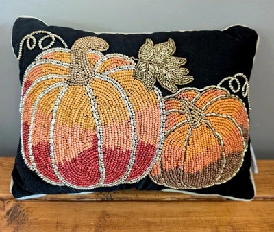 Almohada de calabaza con cuentas de colina de otoño de 9"x13" Acción de Gracias Halloween decoración de otoño Foto 1 de 4