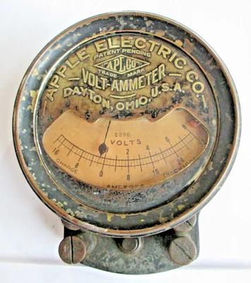 RARO Antiguo Vintage APLCO Apple Voltímetro Eléctrico Amperímetro Dayton Ohio C39 Foto 1 de 4