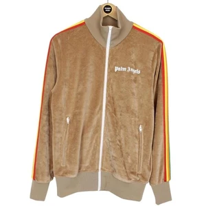 Palm Angels Tan Brown Full Zip Cotton Velour Track Jacket - Imagen 1 de 6