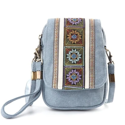 Bolso Bandolera Goodhan Bordado Lona Teléfono Celular Bolsa Monedero para Mujer Foto 1 de 4