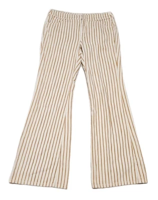 By Anthropologie Pants Size 27 Brown/Ivory Striped Wide Flare Leg Jeans Boho - Image 1 of 4