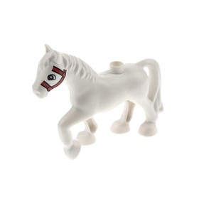 1x Lego Duplo Animal Horse White Bridle Red Riding Stable Set 10806 1376pb06