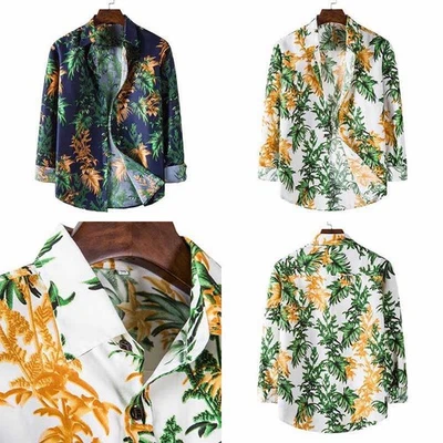 Floral Shirt Men's Autumn New Fashion Hawaiian Casual Long-sleeved Men Clothing - Image 1 of 4