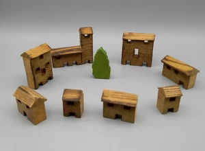 Puppenstuben Zubehör 9St aus Holz, klenen Häuschen handgefertigt Germany - Picture 1 of 6