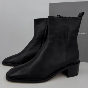 Everlane The City Boot in Black Leather sz 9.5 Women's Side Zip Block Heel Ankle - Picture 1 of 10