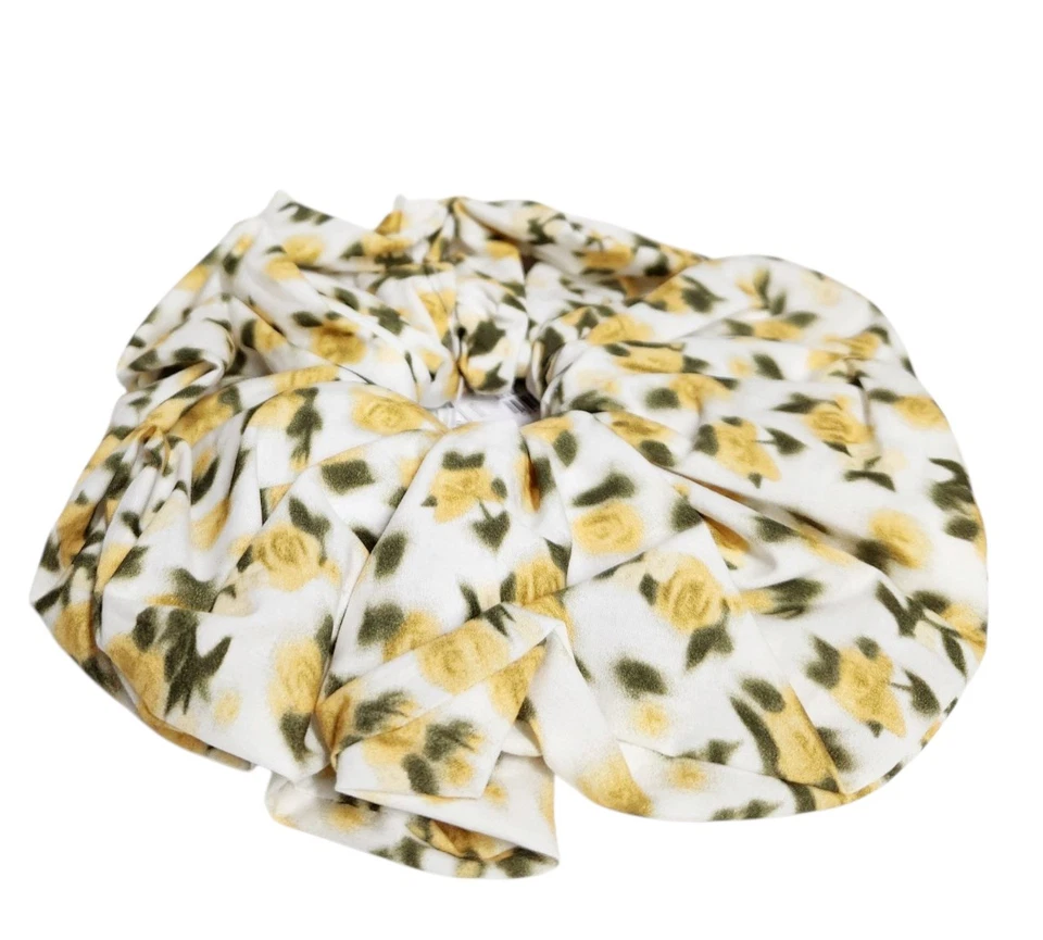 J.Crew Talla Grande Estampado Floral Scrunchie Blanco Amarillo BZ264 Mezcla de Algodón Nuevo con Etiquetas Foto 1 de 4