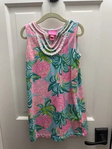 Lilly Pulitzer Girls Mini Harper Shift Dress Pineapple Shake Sz Medium 6-7 - Picture 1 of 3